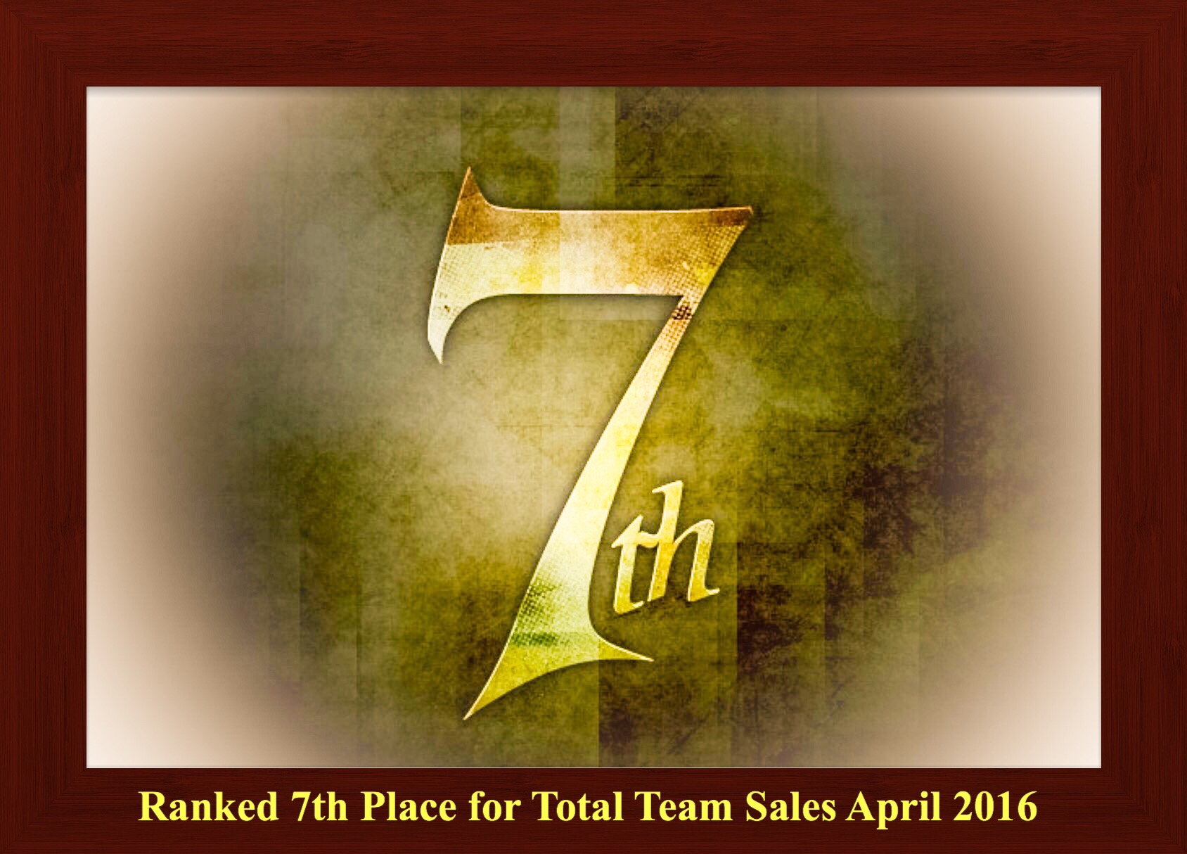 Ranked #7 for Team Sales in April 2016 