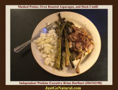 Duck Confit, Oven Baked Asparagus With Double Smoked Cheese, And Mashed Potato